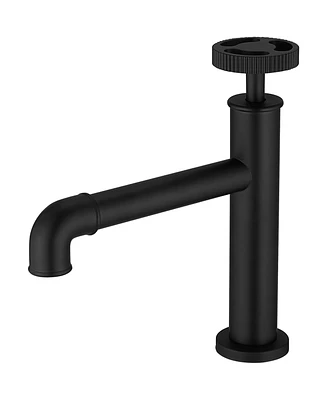 Industry Style Single Handle Single Hole Bathroom Faucet in Matte Black