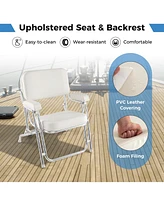 Portable Aluminum Boat Deck Beach Chair with Cushioned Seat