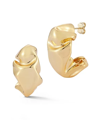 Rachel Zoe Gold Plated Sculptural Hoop Earrings