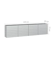 Garden Raised Bed 126"x15.7"x30.3" Galvanized Steel Silver