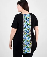 Jm Collection Plus V-Neck Short-Sleeve Top