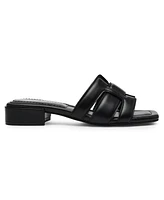 Anne Klein Women's Loyal Square Toe Slide Flat Sandals