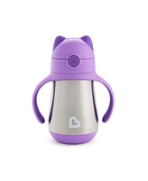 Munchkin Toddler Cool Cat Stainless Steel Straw Cup, 8 Ounce, Purple