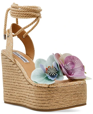 Steve Madden Women's Petal Floral Lace-Up Wedge Sandals