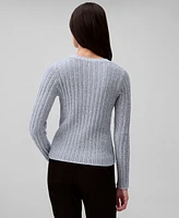 Calvin Klein Women's Ribbed Long-Sleeve Crewneck Sweater