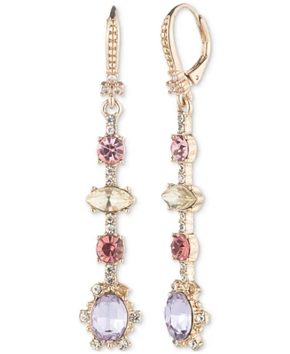 Marchesa Gold-Tone Mixed Crystal Linear Drop Earrings