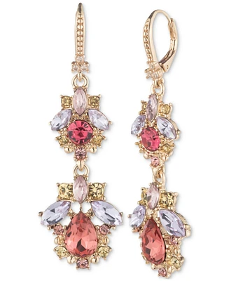 Marchesa Gold-Tone Crystal & Stone Double Drop Earrings