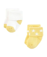 Hudson Baby Boys Cotton Rich Newborn and Terry Socks Asst Stars, Months