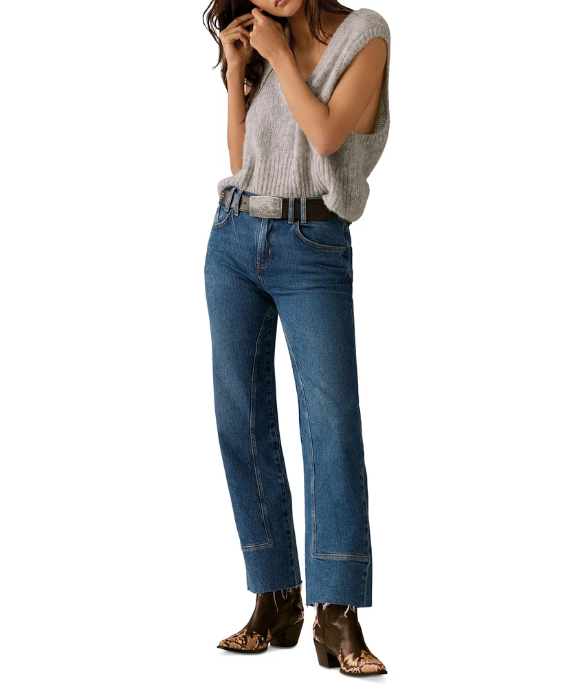 Free People Women's Risk Taker Mid-Rise Straight-Leg Jeans