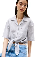 Tommy Jeans Women's Cotton-Linen Short-Sleeve Shirt
