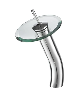 Waterfall Single Hole Single-Handle Low-Arc Bathroom Faucet With Pop-up Drain Assembly in Polished Chrome