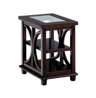 Panama Brown Contemporary Wood and Glass Small End Table