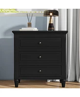 3-Drawer Nightstand Storage Wood Cabinet