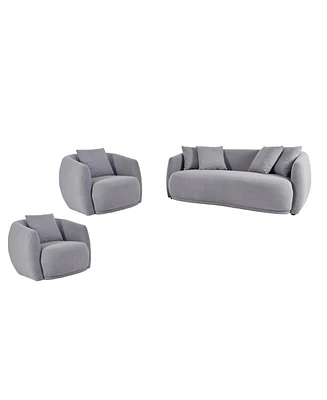 3PCS Upholstered Sofa Set, Modern Arm Chair for Living Room and Bedroom, with 5 Pillows