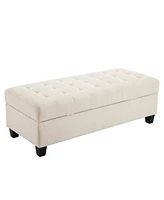 Storage Ottoman End of Bed Storage Bench, 51-inch Large Tufted Foot Rest Sofa Stool for Entryway Bedroom Living Room