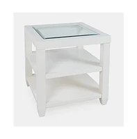 Urban Icon Contemporary Glass Inlay End Table with Storage