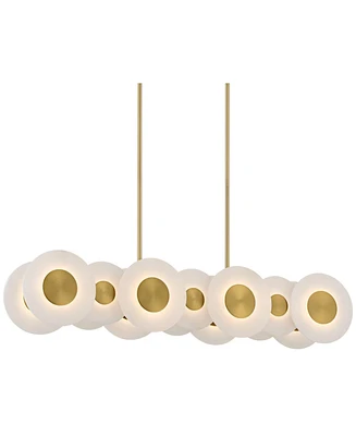 Sync 37" Modern Pendant Chandelier Ceiling Light Fixture Dining Room Over Table Kitchen Island Foyer Hanging Linear 14-Light Led Soft Gold Finish Alab