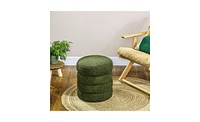 Round Upholstered Ottoman Foot Stool for Living Room and Bedroom
