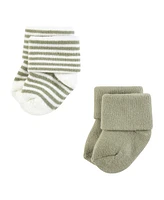 Touched by Nature Baby Girls Organic Cotton Socks, Soft Wildflower, 0-6 Months