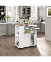 Kings Brand Furniture Alaina Kitchen Island Rolling Cart on Wheels with Storage Cabinet