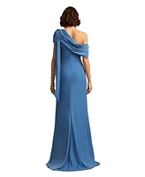 Tadashi Shoji Cassia Bow-Shoulder Crepe Gown