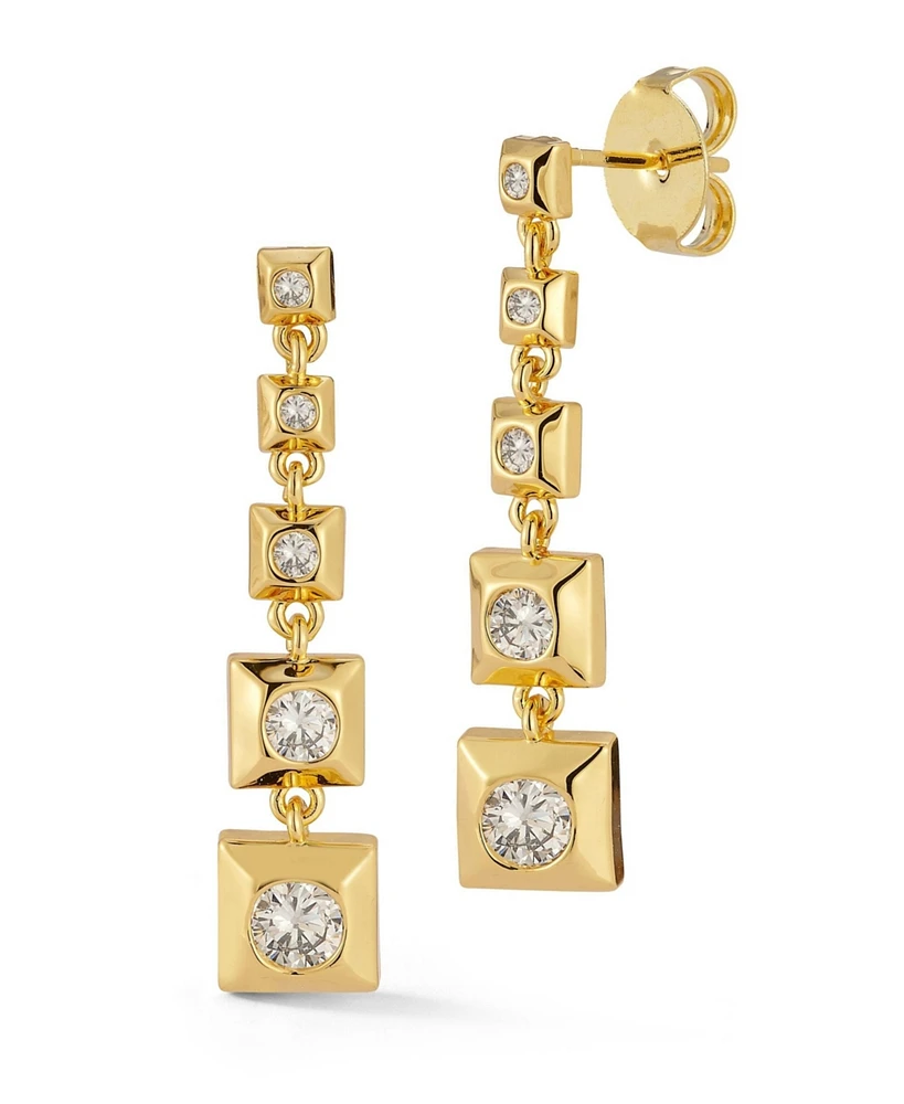 Rachel Zoe Gold Plated Graduating Square Drop Earrings