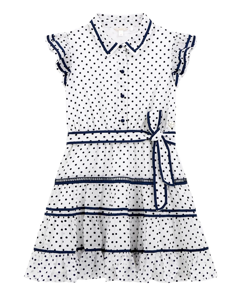 Guess Big Girl Chiffon Belted Short Sleeve Dress