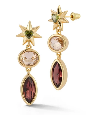 Rachel Zoe Gold Plated Crystal Starburst Drop Earrings