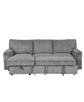 Upholstery Sleeper Sectional Sofa with Storage Bags and 2 cup holders on Arms