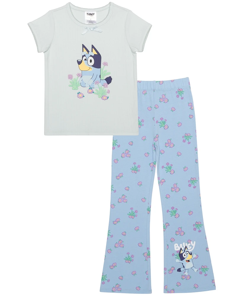 Bluey Toddler and Little Girls 2-Piece Short Sleeve Top Legging Set