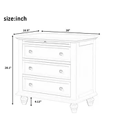 3-Drawer Storage Wood Cabinet, End Table with Pull out Tray