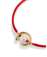 UNOde50 Red Thread Cultivated Pearl Leather Bracelet