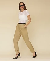 Avec Les Filles Women's High-Waisted Belted Tapered Pants