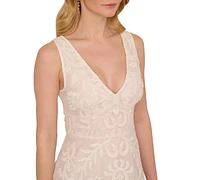 Adrianna Papell Women's V-Neck Sleeveless Beaded Dress