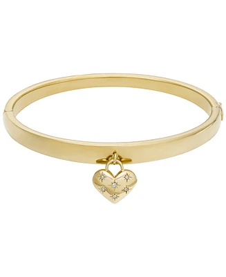 Fossil Sadie All My Love Gold-Tone Stainless Steel Heart Bangle Bracelet