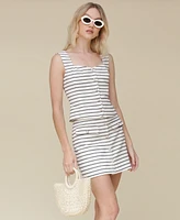 Avec Les Filles Women's Button Striped Mini Skirt