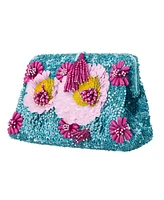 Nina All Over Beaded Flower Frame Clutch