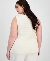 Anne Klein Plus Pucker-Wave Knit Sleeveless Top
