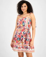 julia jordan Women's Floral-Print Tie-Strap Mini Dress