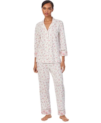 Lauren Ralph Women's 3/4-Sleeve Ankle-Pant Pajama Set