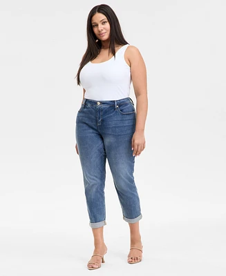 I.n.c. International Concepts Plus Slim Tech Rolled-Cuff Boyfriend Jeans, Created for Macy's