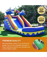 JumpOrange Commercial Grade Inflatable 14' Dolphin Splash Xtreme Party Water Slide, 100% Pvc Vinyl With Air Blower
