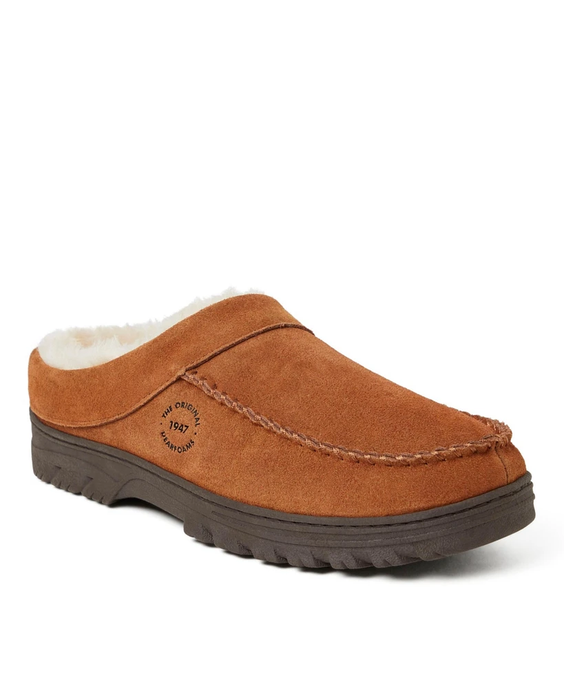 Dearfoams Men's Reed Genuine Suede Moccasin Toe Clog Slipper