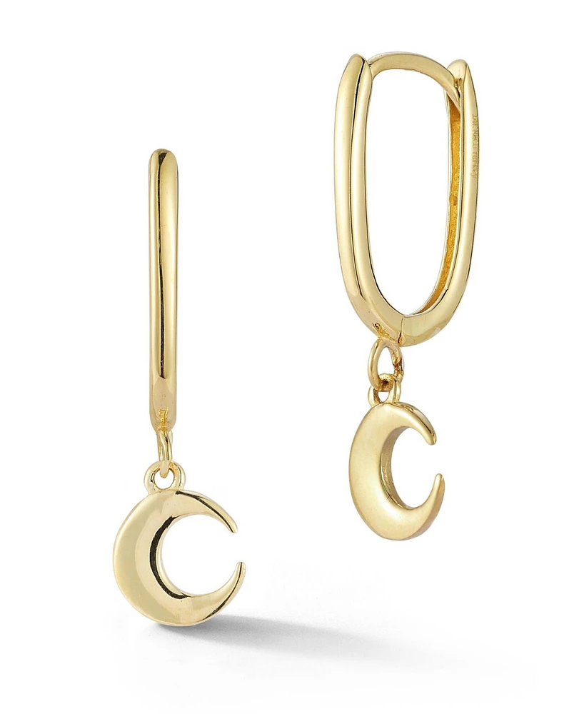 Rachel Zoe Fine Jewelry 14K Gold Crescent Moon Charm Huggie Earrings