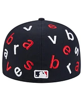 New Era Men's Navy Atlanta Braves Team Confetti 59FIFTY Fitted Hat