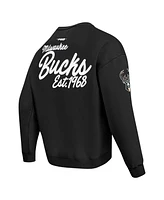 Pro Standard Men's Black Milwaukee Bucks Paint the City Drop Shoulder Sweatshirt