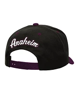 Mitchell & Ness Men's Black/Purple Anaheim Ducks Backside Script Two-Tone Pro Crown Adjustable Hat