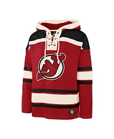 '47 Brand Men's Nico Hischier Red New Jersey Devils Player Name Number Lacer Pullover Hoodie