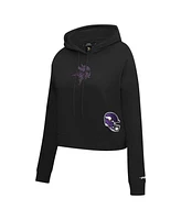 Pro Standard Women's Black Minnesota Vikings Jeweled Cropped Pullover Hoodie