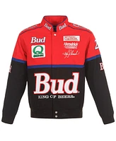 Jh Design Men's Black/Red Ken Schrader Bud King of Beers Twill Driver Uniform Full-Snap Jacket